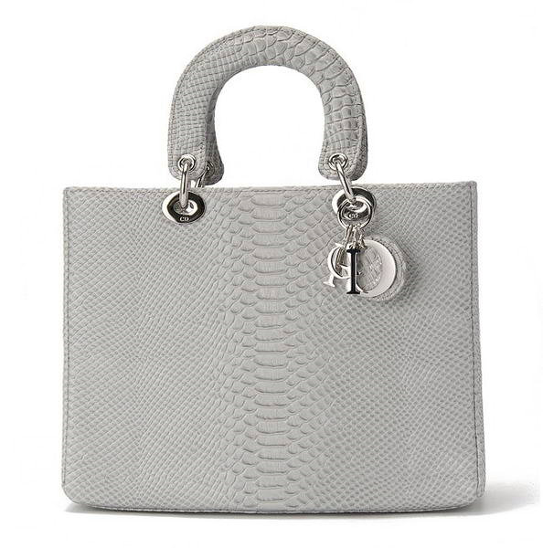 replica jumbo lady dior snake leather bag 6322 grey